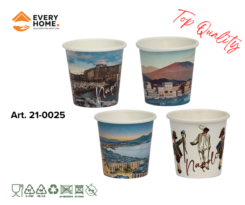 Immagine Bicchieri carta 75 ml napoli city conf. 50 pz