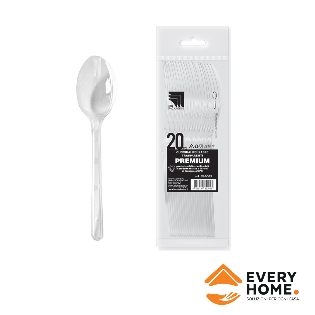 Immagine Cucchiai premium trasparenti reusable conf. 20 pz