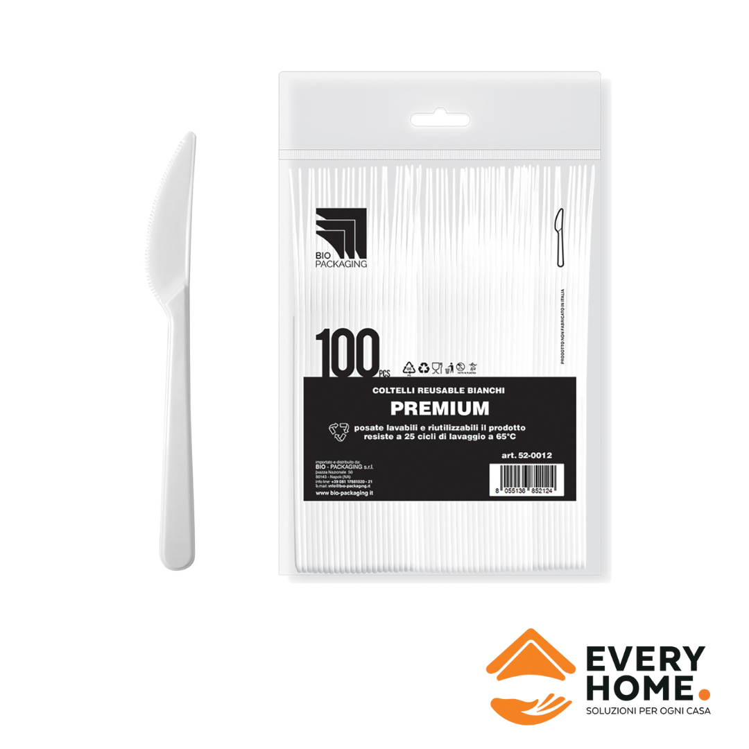 Immagine Coltelli premium bianchi reusable conf. 100 pz
