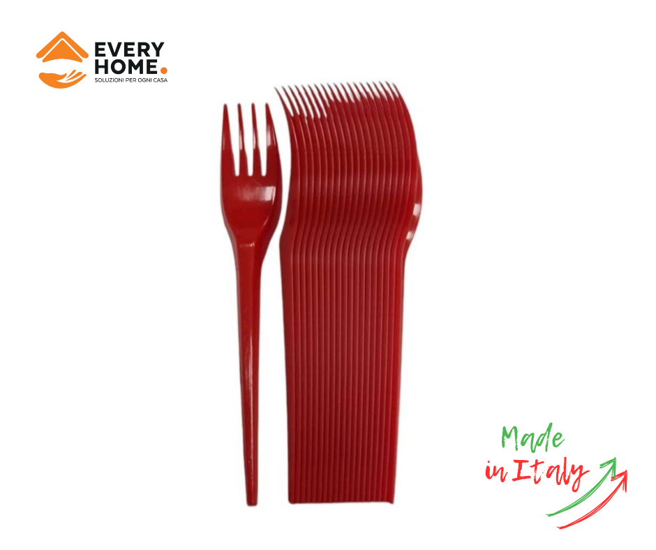 Immagine Forchette rosse conf. 20 pzelite riutilizzabili