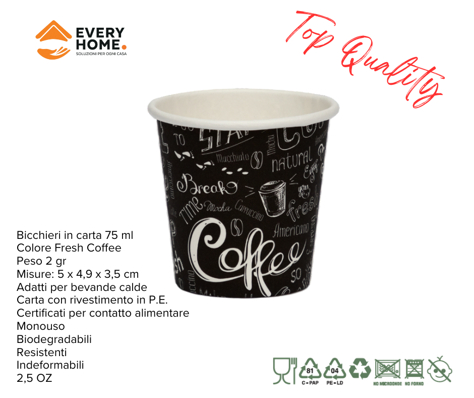 Immagine Bicchieri carta 75 ml fresh coffee conf. 50 pz